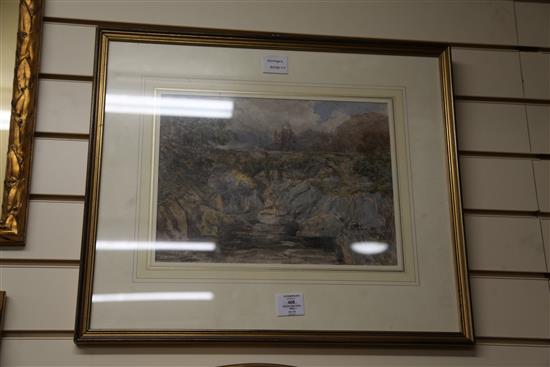 David Cox (1783-1859) Pont Y Pair Bridge on the River Lluguy 10.5 x 14in.